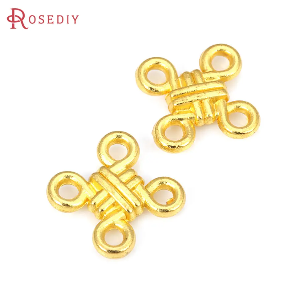 50PCS Gold Color Zinc Alloy Chinese Knot Connect Charms Diy Jewelry Making Supplies Necklace Earrings Accessories for Women