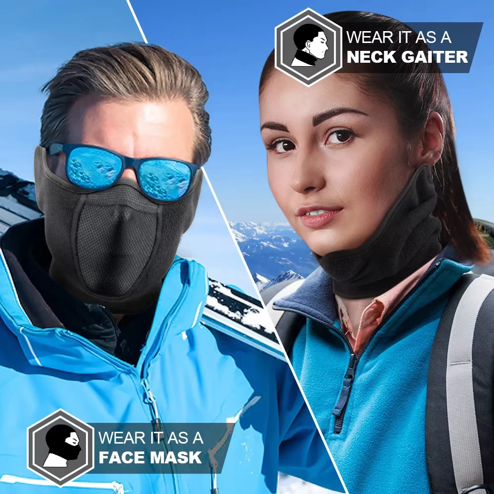 

Winter Cycling Mask Warm Polar Fleece Ear Protection Ski Mask Men Women Breathable Mesh Outdoor Running Thermal Neck Cover Mask