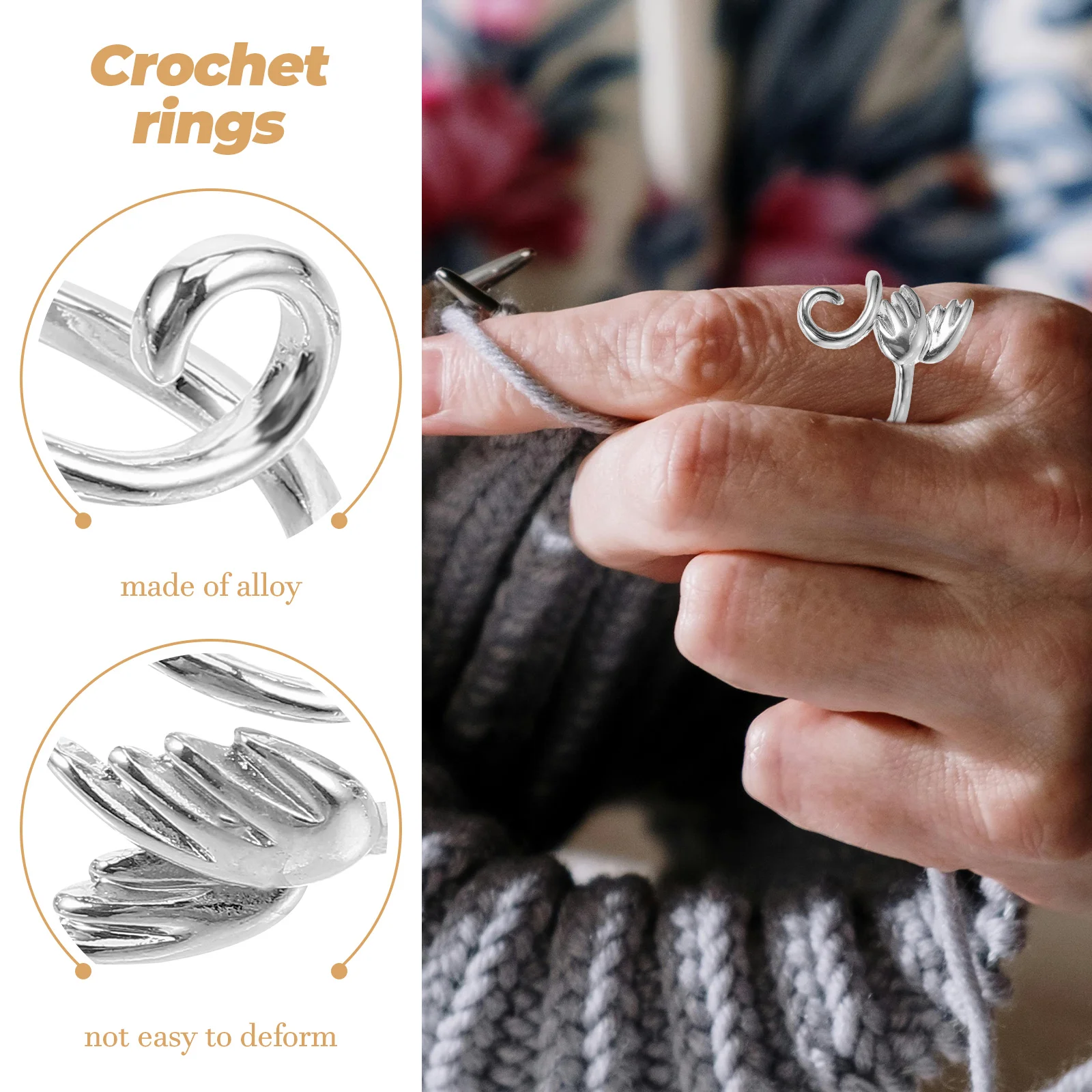 3 Pcs Rings for Women Knitted Sweater Crochet Hook Knitting Loop Marker Alloy The