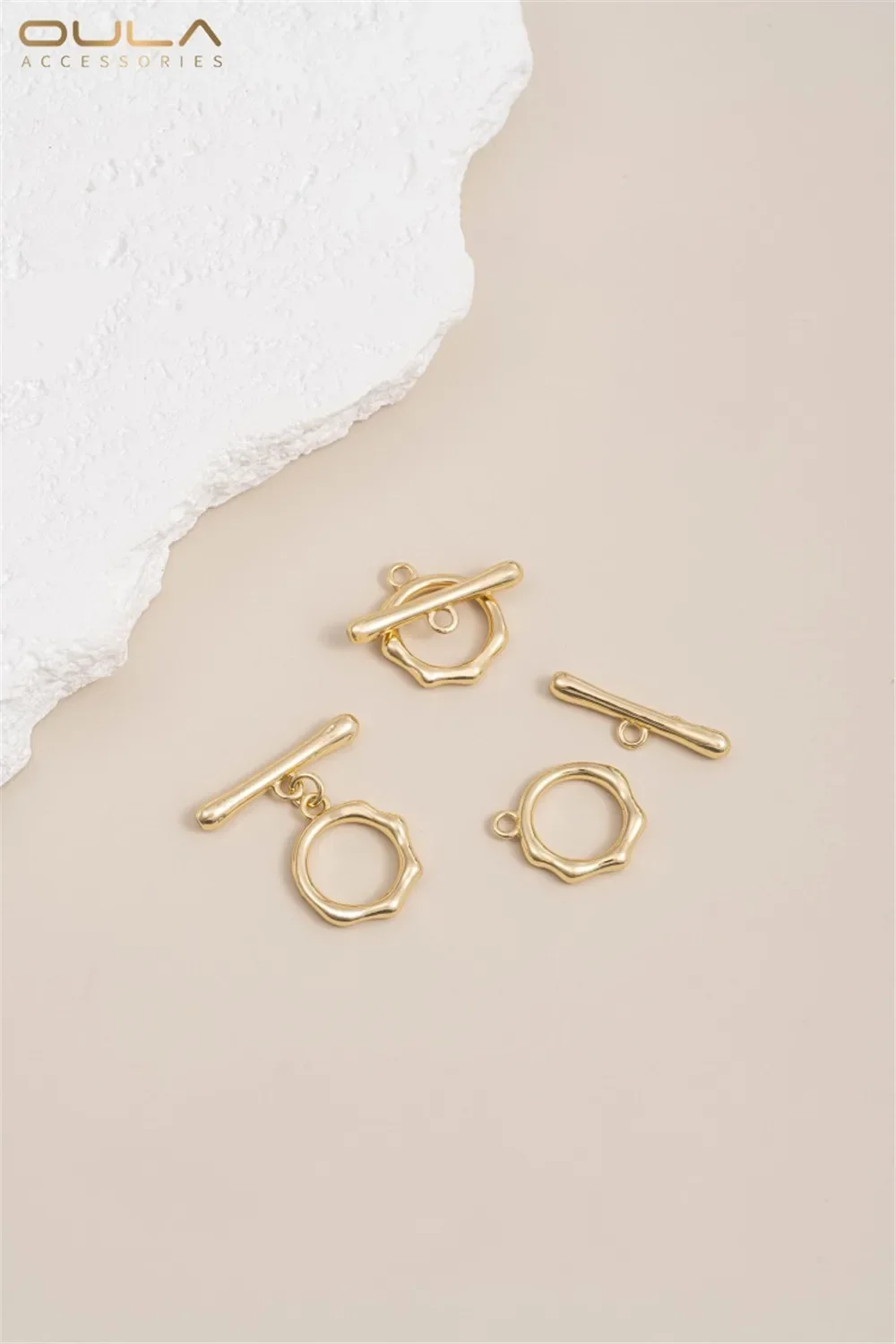

14K Gold Non-specification Multi Diamond Round Fashion OT Button Handmade Diy Bracelet Necklace Connecting Finishing Accessories
