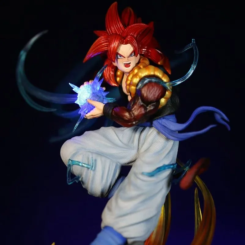 لعبة دراغون بول أنيمي الشكل سوبر سايان 4 Gogeta هالة نسخة تضيء المشهد تمثال سطح المكتب الديكور هدية #6