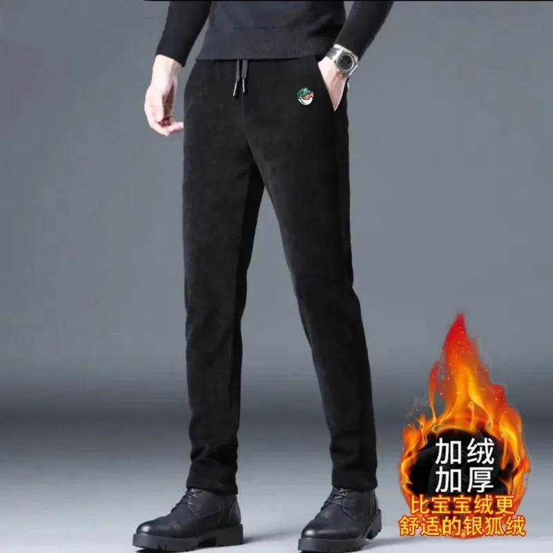 명품 Corduroy Keep Warm Casual Pants Men's Golf Wear 2024 Winter New Golf Pants Fashion Thickening Straight Pants Men Golf Clothes