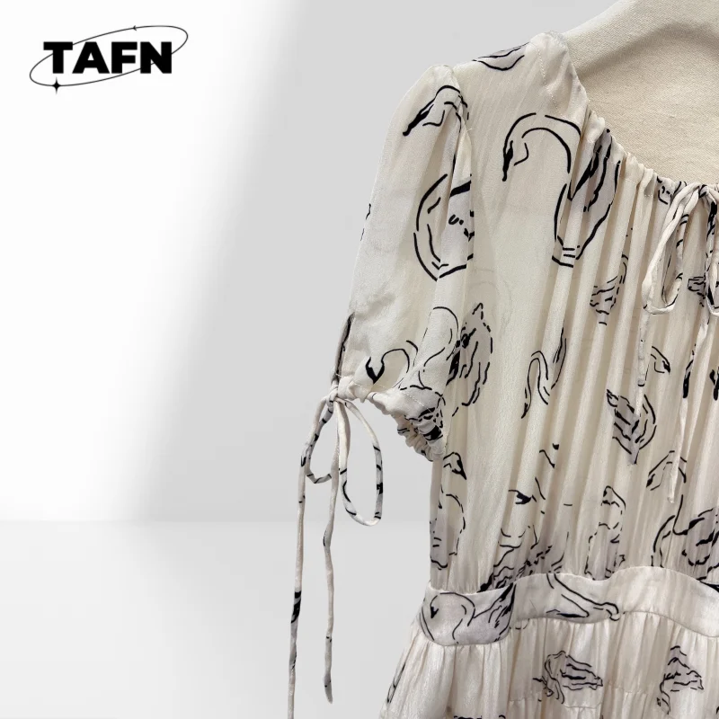 Vestido de balanço de seda oversized bonito temperamento tendência confortável high street versátil simples macio e elegante ag2318