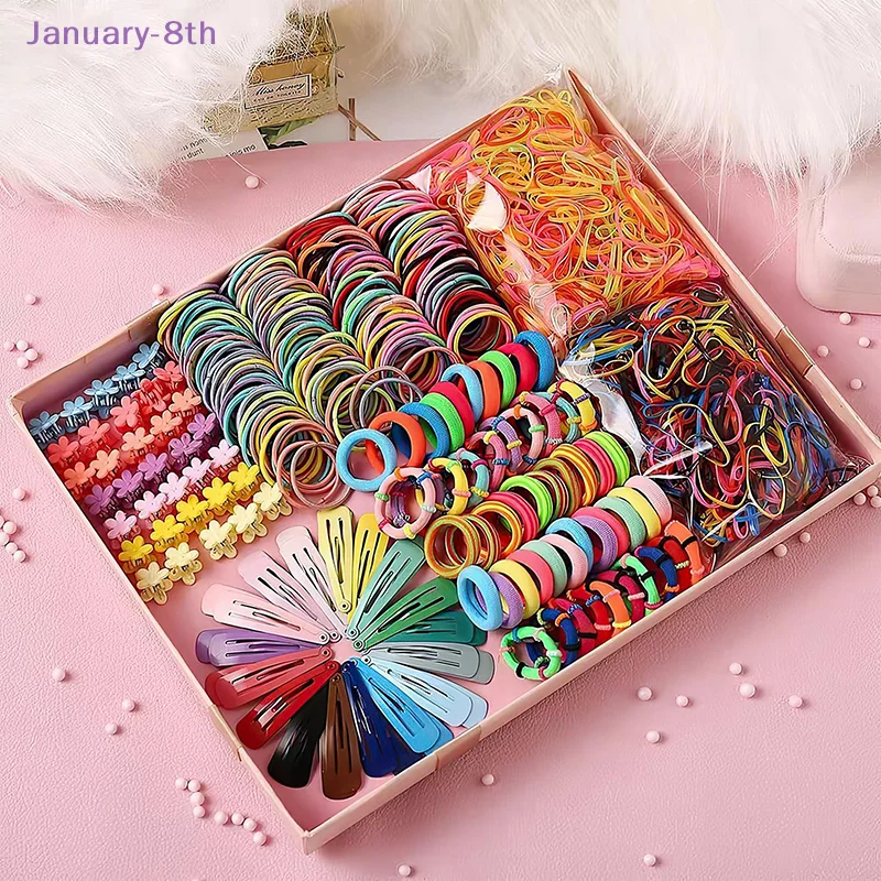 

780pcs Hair Accessories Set For Girls Hair Clip Set Elastic Rubber Bands Flower Hair Clip Metal Snap Hair Clips For Girls Gift