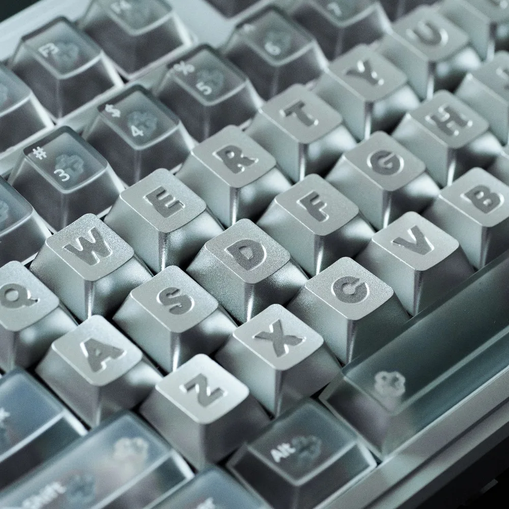 Aluminum Alloy Keycaps Set 27keys English Letter Silver Black Metal Key Cap Mechanical Keyboard CNC Point Glossy Artisan Keycaps