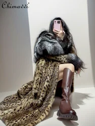 Winter New High-End Luxury Imitation Fox Fur Collar Long Coat Fashion Long Sleeve Warm Temperament Women's Fur Jacket Coats