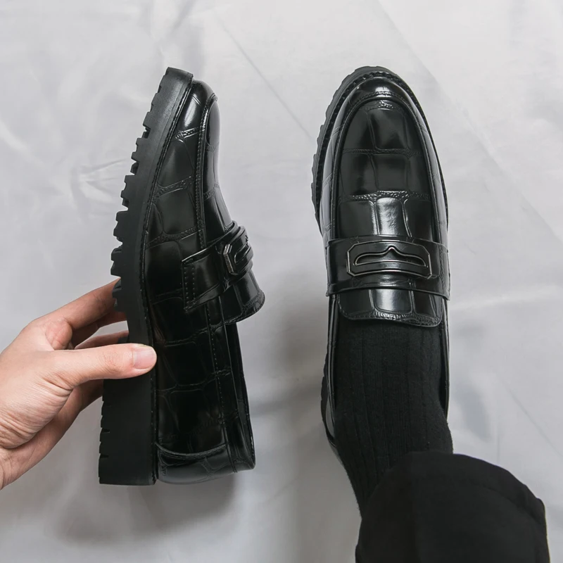 حذاء بدون كعب عصري للرجال أسود بني أوروبي أمريكي كاجوال مريح ماركة مكتب أحذية من الجلد أحذية رجالية