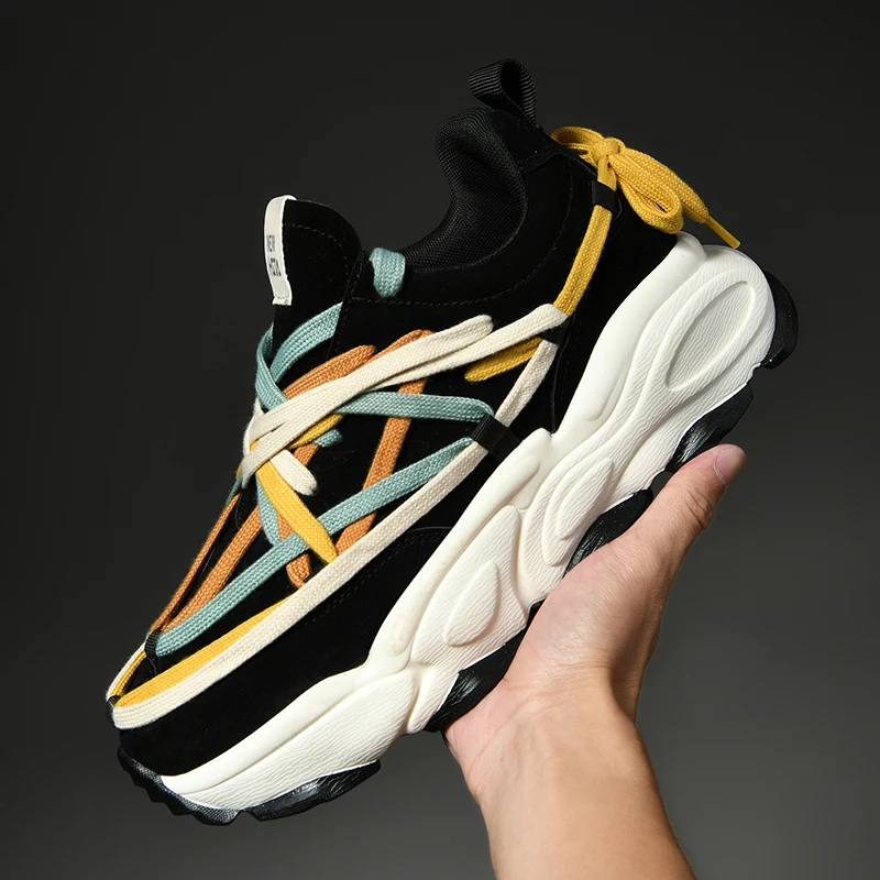 High Quality Leather Men Sneakers Women Waterproof Thick Bottom Running Shoes Outdoor Sports Shoes Comfortable Walking Shoes
