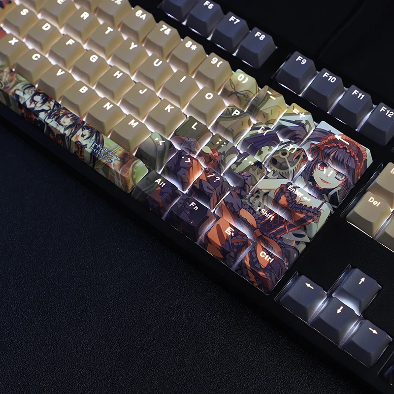 Date A Live Tokisaki Kurumi 108 Key PBT 5-Side DYE Sublimation Light Transmitting MX Cross Axis Switch Keycap Mechanical Keyboar