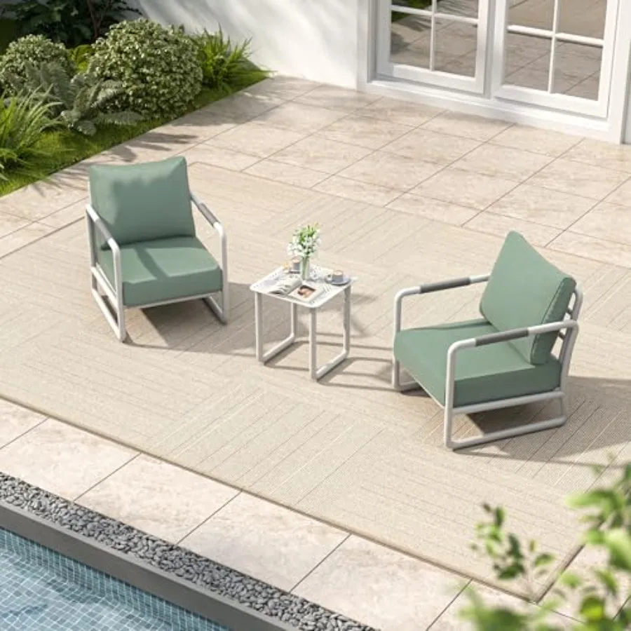 

Outdoor aluminum patio sofa set for garden, balcony, poolsidemodern all-weather furniture in gray with deep seating and 6.5 thi