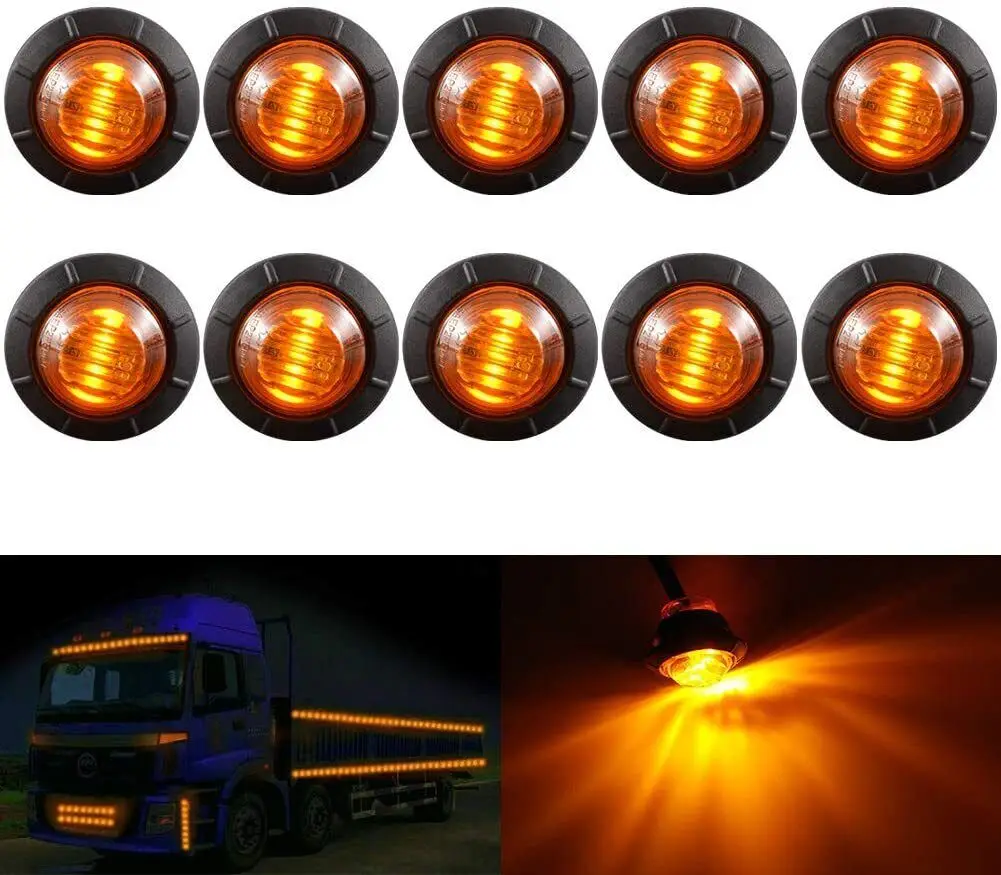 

10Pcs Car Lorry Round LED Bullet Button Side Mini Marker Lights Lamp Auto Car Bus Wagons Indicator Trailer Light Rear Side Lamp