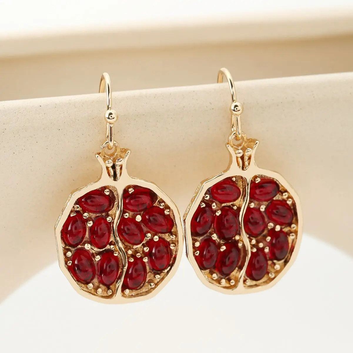 Bohemian Red Pomegranate Seeds Fashion Women\'s Earrings Ruby Inlay Alloy Electroplating Party Anniversary Gift Trends Jewellery