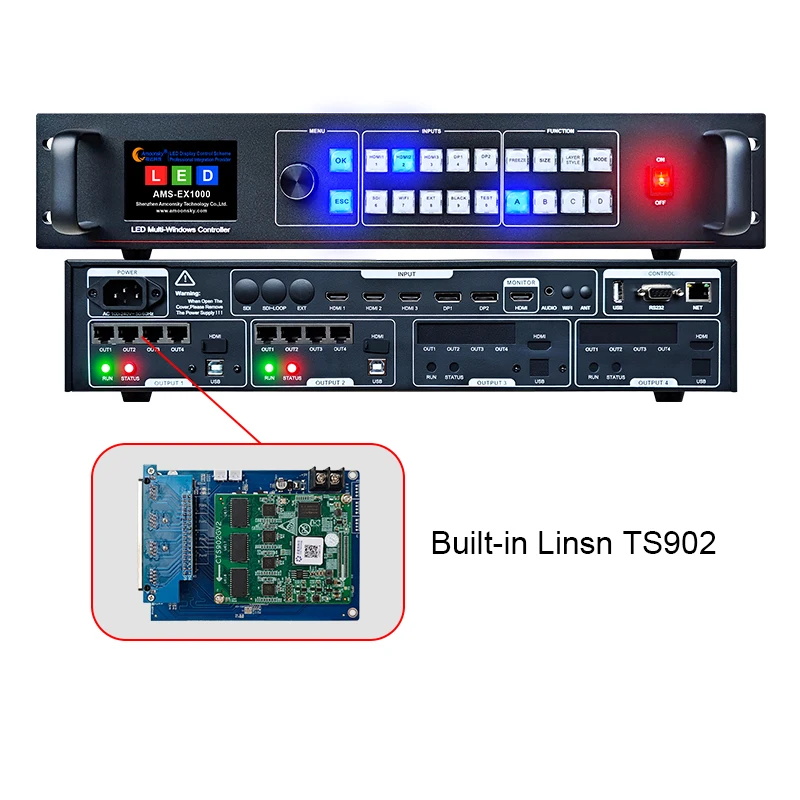 Four-screen LED Display Control Device Amoonsky EX1000_L 2-in-1 (Sending Card and Processor) Similar Linsn X8212 X8208 Y8-410