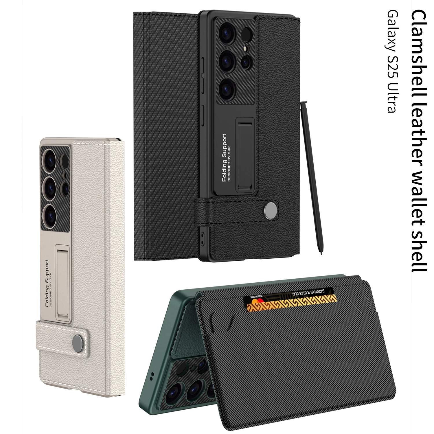 

Leather Flip Cover Magnetic Button Case For Samsung Galaxy S25 Ultra Plus S24 Ultra Anti fall with Bracket