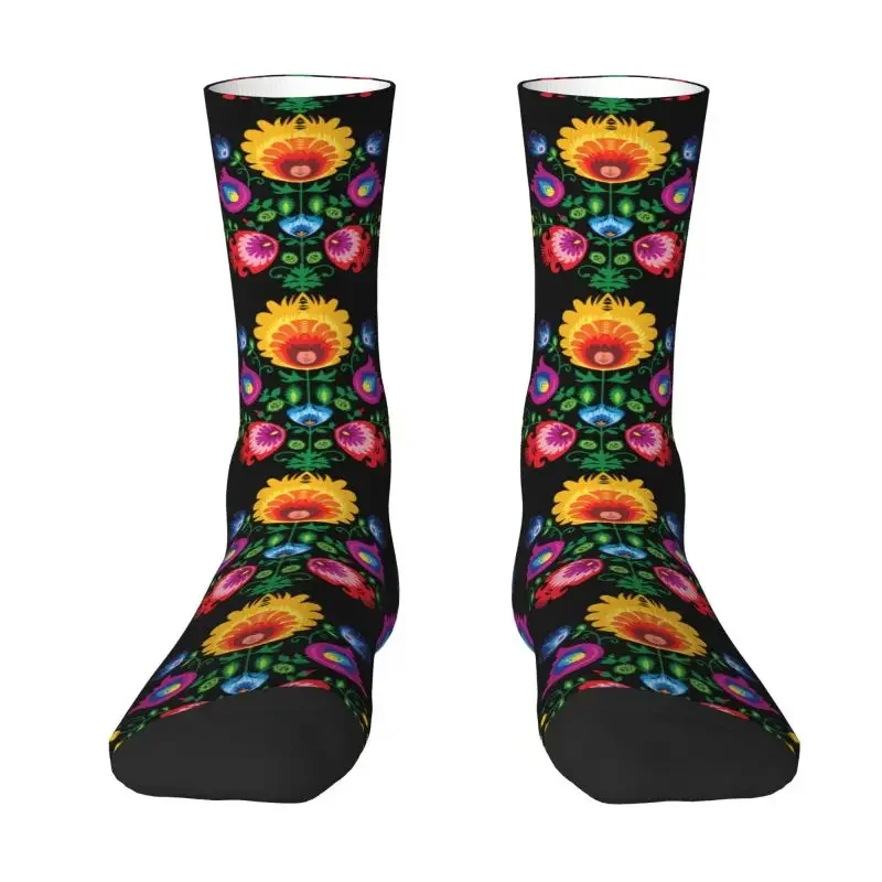 Cute Printing Poland Folk Floral Socks for Women Men Male Stretchy Summer Autumn Winter Polish Floral Art Crazy Crew Socks