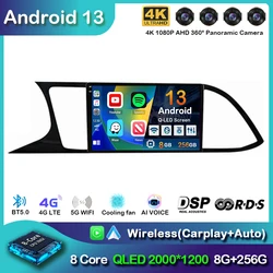 Android 13 Carplay Auto Radio samochodowe dla Seat Leon 3 2012-2020 Nawigacja Odtwarzacz multimedialny GPS Autoradio WIFI + 4G Stereo Bez 2Din BT