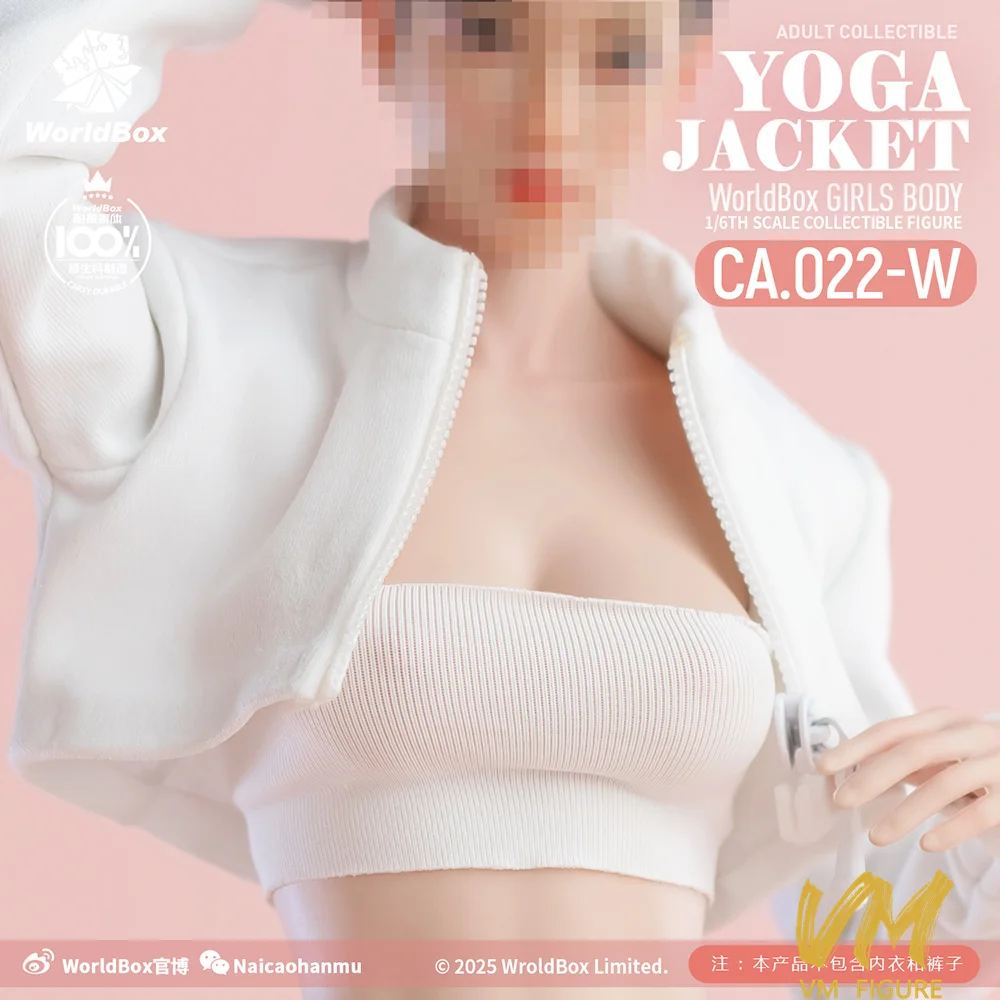 1/6 Worldbox CA022 امرأة موضة اليوغا سترة قصيرة سستة ملابس علوية نموذج صالح 12 ''أنثى الجندي عمل الشكل دمى الجسم لعبة #3