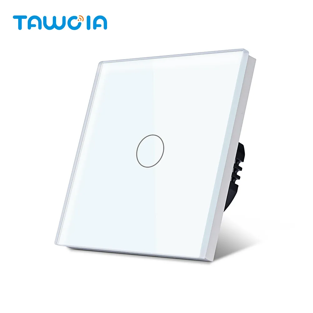 TAWOIA Glass Touch Switch 300W 1 Gang 1 Way Light Touch Switch EU Standard Wall Power Socket 16A 250V With Safety Door