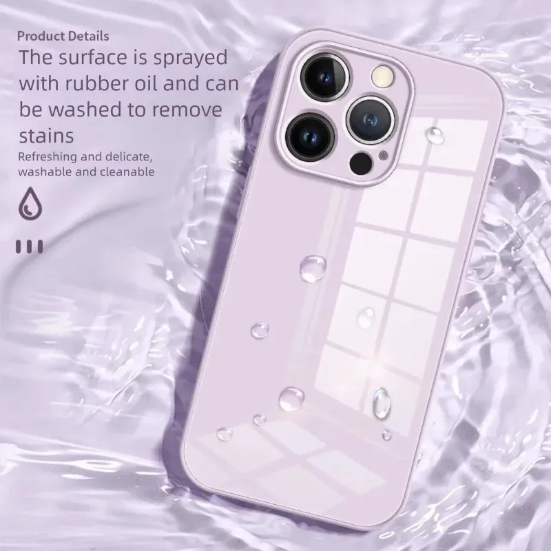 الفاخرة مربع السائل الزجاج المقسى قضية الهاتف آيفون 17 الهواء 16 15 14 13 12 11 برو ماكس زائد رقيقة جدا لطيف الغطاء الواقي