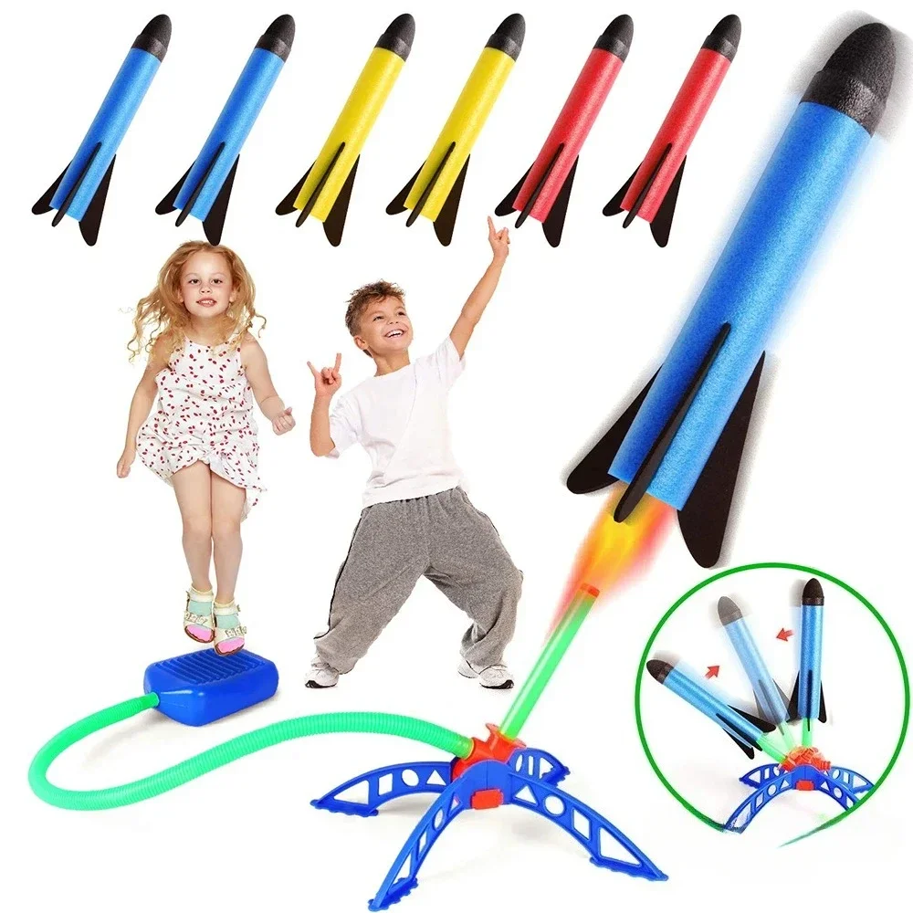 الأطفال صاروخ الهواء مضخة القدم قاذفة في الهواء الطلق الهواء ضغط دواسة زيادة صاروخ لعب الطفل لعب مجموعة القفز الرياضة لعبة لعب للطفل #2