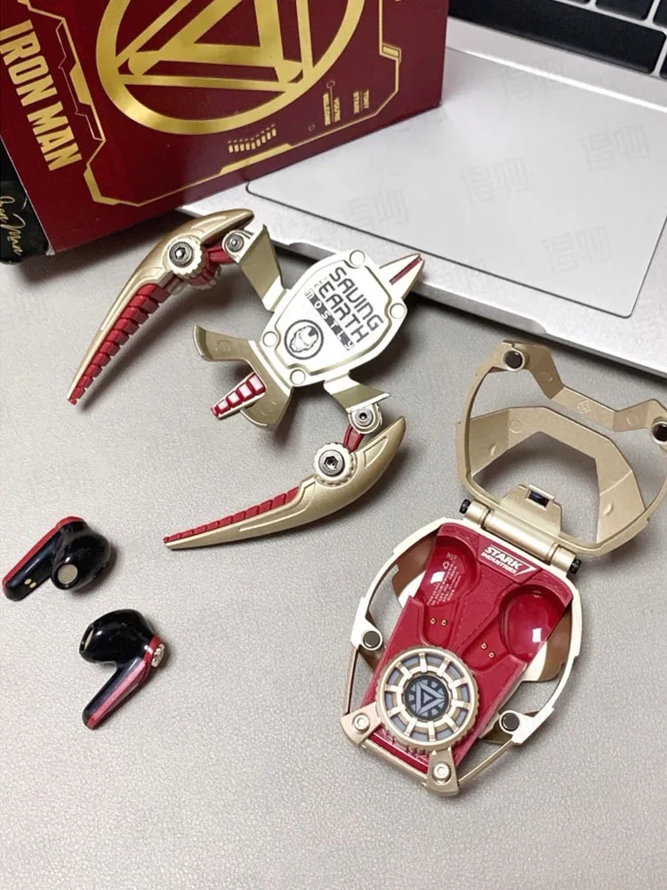 MARVEL Collaboration سماعات بلوتوث ANC نشط إلغاء الضوضاء سماعات بلوتوث اللاسلكية الرياضة الألعاب هدية الرجل الحديدي