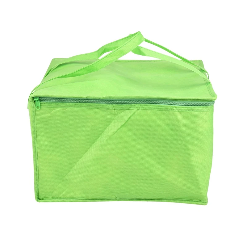 NEW-2X Foldable Large Cooler Bag Portable Food Cake Insulated Bag Aluminum Foil Thermal Box Green