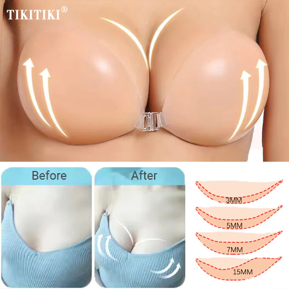 Adhesive Bra Invisible Silicone Bra Push Up Sticky Bra Strapless Reusable Breast Lift Nipple Cover Breast Petals Chest Sticker