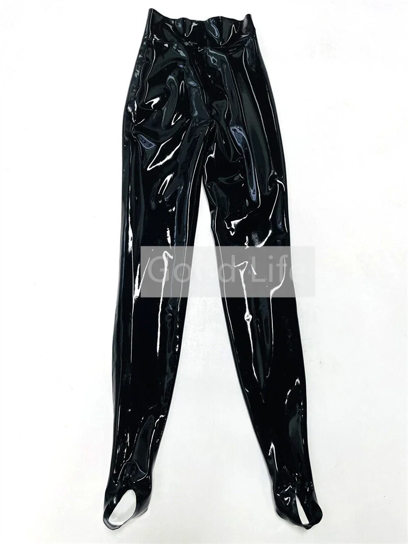 

Sexy Fetish Latex Woman High Waist Pants Latex Trample Feet Leggings Latex Pantyhose Tights Latex Stirrup Trousers Halloween Cos
