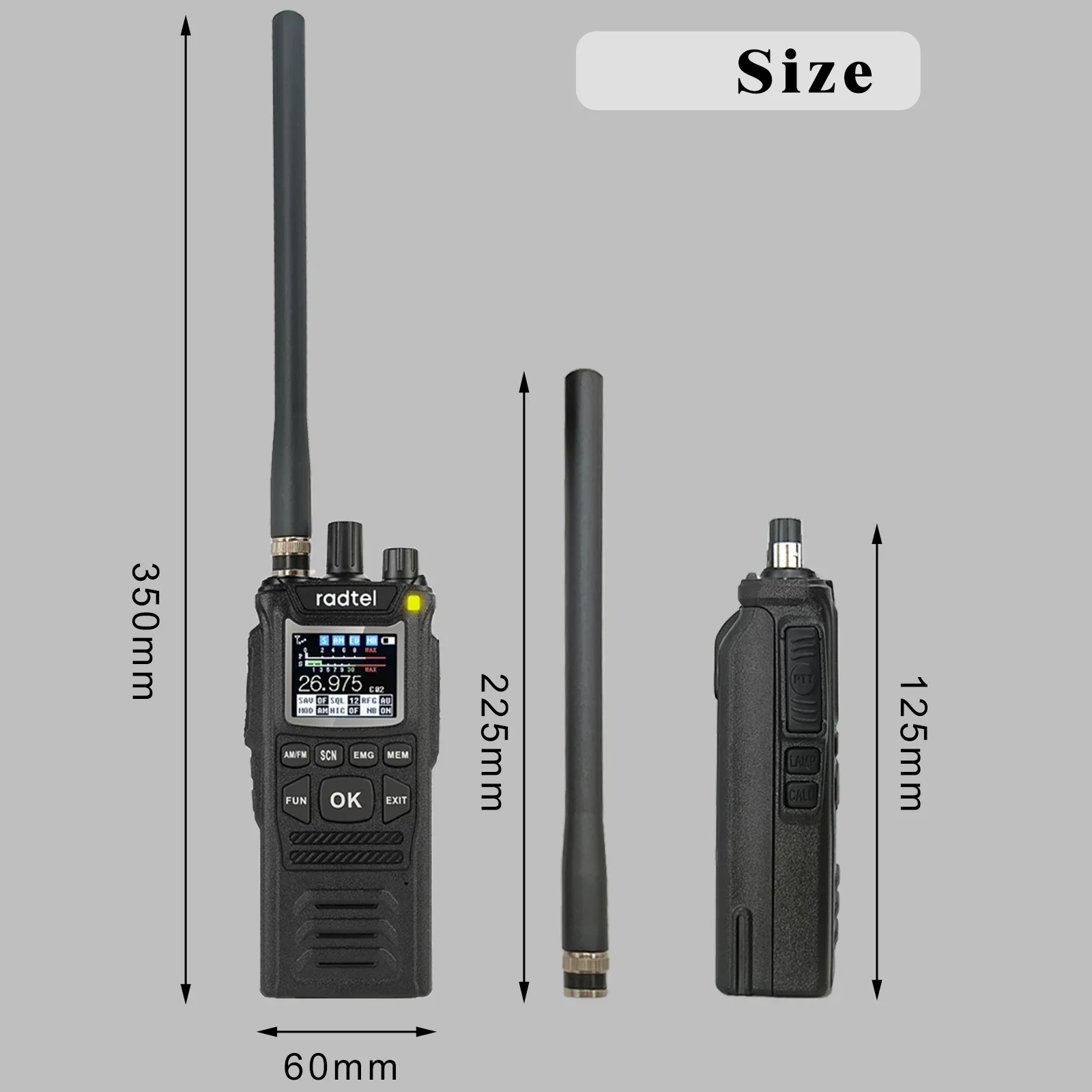 Radtel CB-10 Handheld Walkie Talkie 27MHz CB Radio HAM Transceiver 4W 12V AM/FM CB channels 26-27MHz 4100hAm Battery for truck