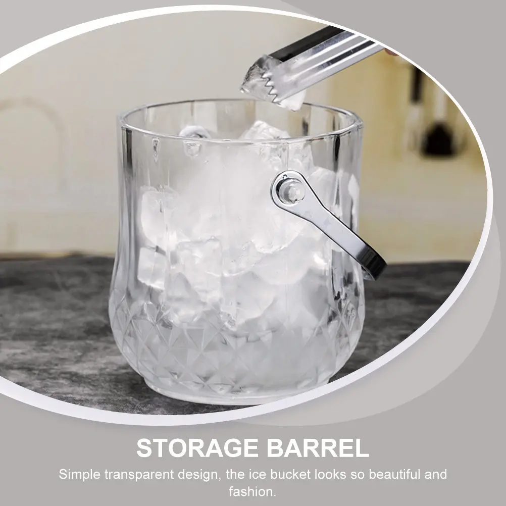 

1Set Portable Handled Ice Bucket Stable Performance Household Restaurant Bar Ice Storage Container Transparent Lightweight Easy
