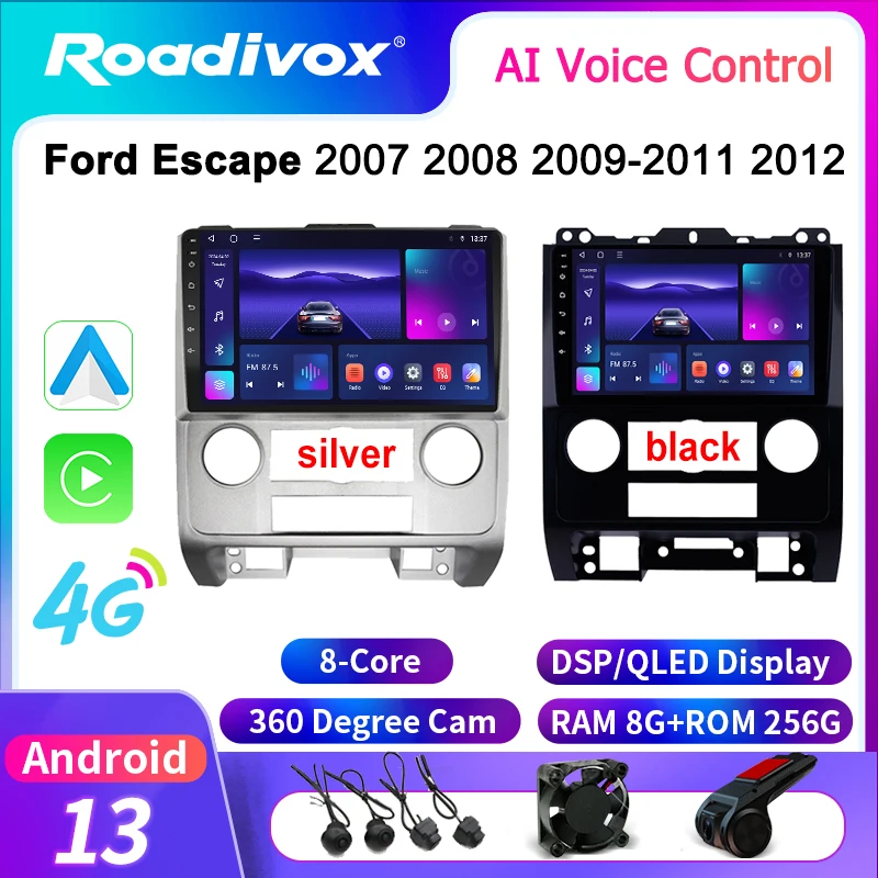 roadivox Android Car Radio for Ford Escape 2007 2008 2009-2011 2012 GPS Navigation video Stereo Multimedia Video Player Carplay
