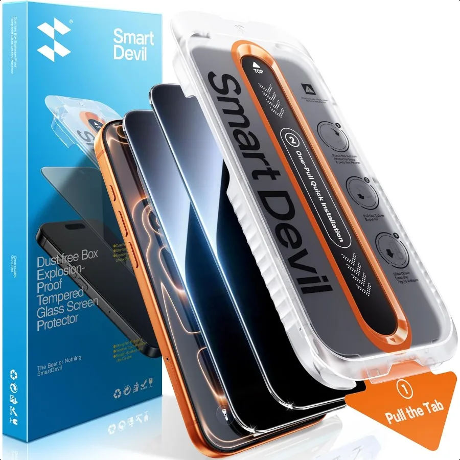 

2 упаковки для iPhone 17 Pro Max, защитная пленка для экрана, противоскопическая пленка из закаленного стекла, 9H, обновленная защита края, простая установка