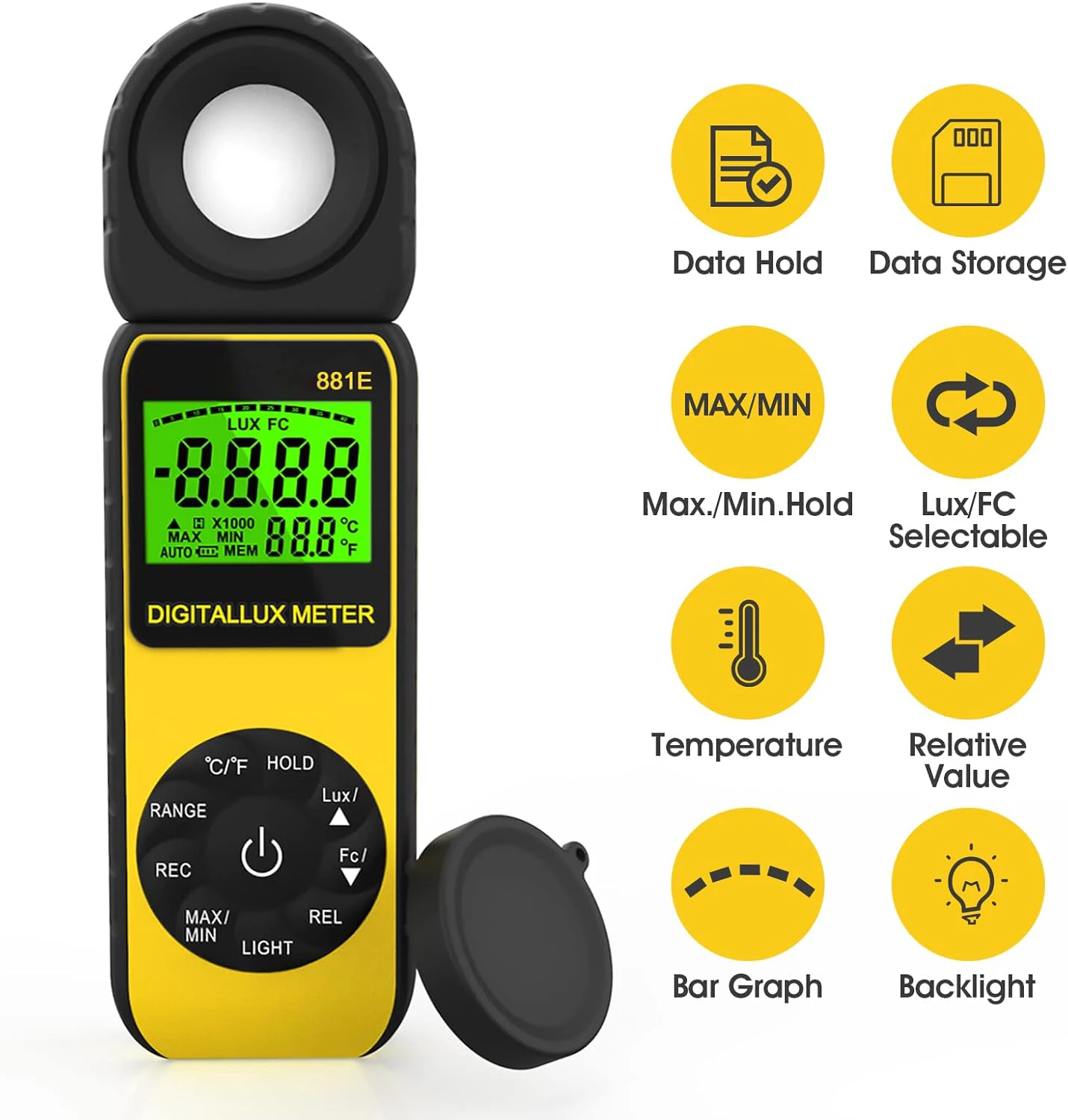 HoldPeak Professional Digital Luxmeter 300,000 Lux Light Meter, 270° Swivel Head Photography Exposure Meter for LED Grow Plants