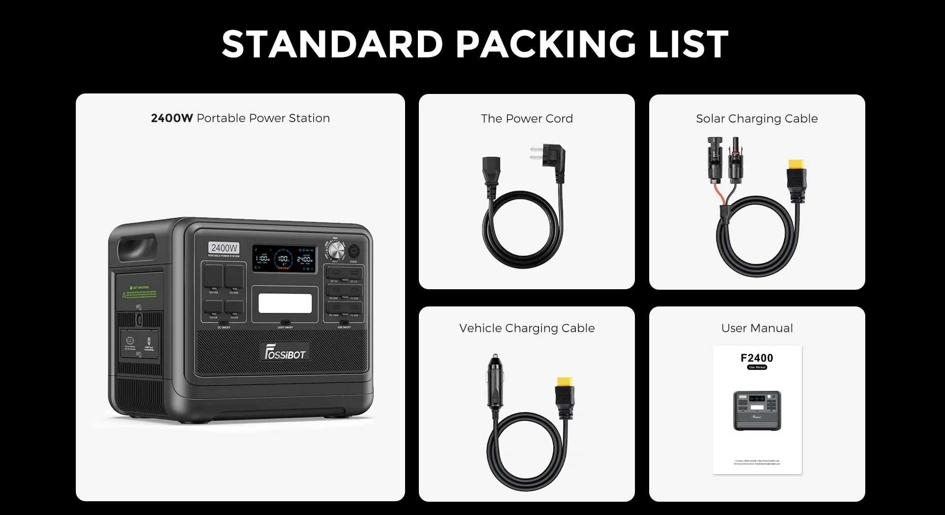 Central eléctrica portátil del generador solar de Fossibot F2400 2400W para acampar al aire libre - Versión de EE. UU.
