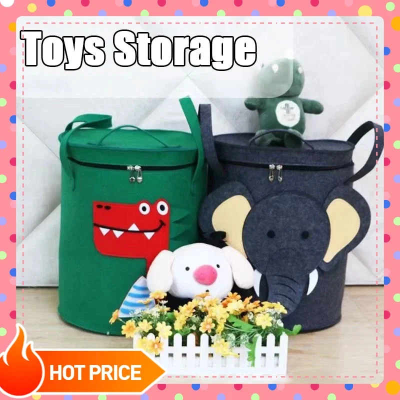 Foldable Toy Storage Basket Kids Toy Organizer Large Portable Dirty Laundry Organizer Clothes Dust Bag Felt Bucket  photograph