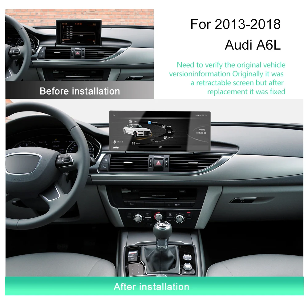 Suitable for Audi A6L A6 2013-2018 Touch Screen CarPlay StereoRadio Multimedia GPS Navigation 12.3-inch Ultra-thin Screen Wirel