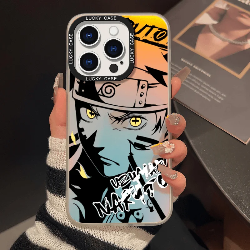 Funda de teléfono Anime Naruto y Sasuke para iPhone 16 15 14 13 Pro Max 11 12 Pro XR XS MAX 7 8 Plus Y2K encantadora funda anticaída