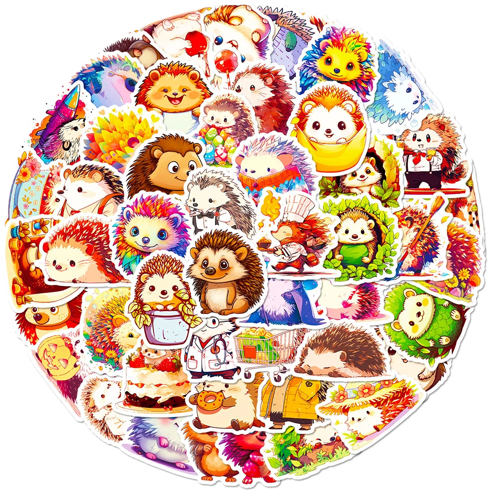 10/30/50pcs Cute Cartoon Little Hedgehog Stickers Kawaii Animal Graffiti Decals Waterproof DIY Luggage Stationery Phone Sticker