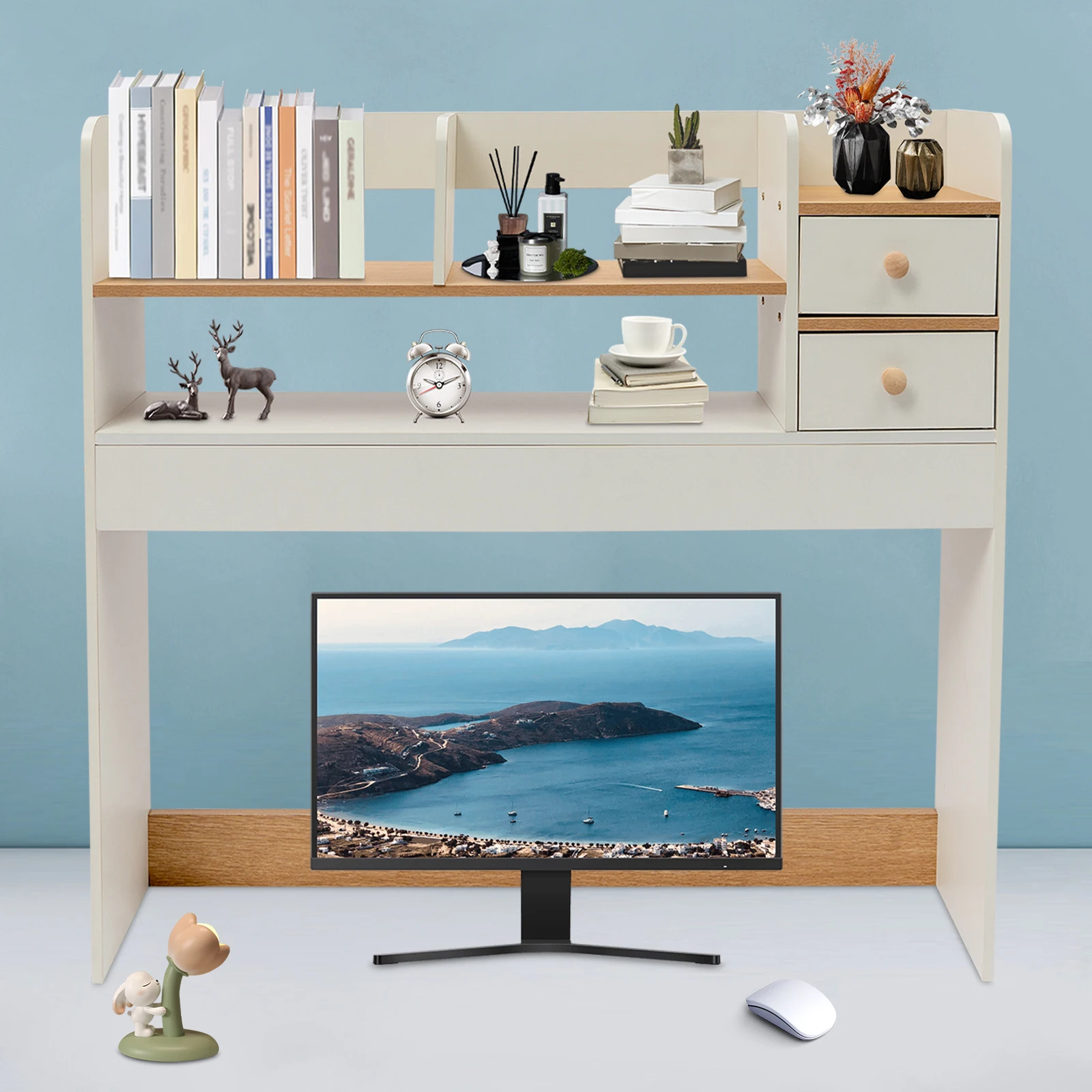 

Книжная полка с двумя ящиками. Настольный органайзер для хранения библиотеков, читающих комнатов, офисов.