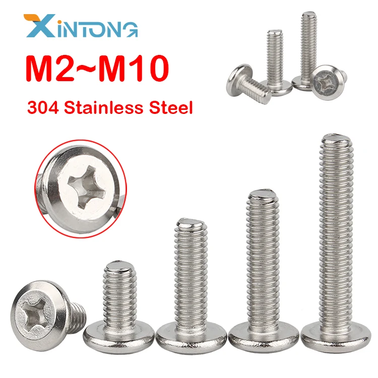 M2 M2.5 M3 M4 M5 M6 M8 M10 Chamfered Furniture Phillips Joint Connector Bolt Screw Flat Head  304 Stainless Steel