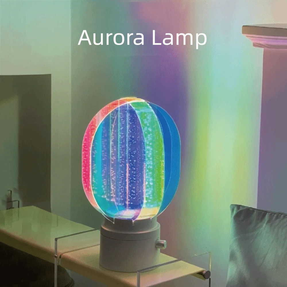 Dimmable Acrylic Nightstand Lamp 360 Rotation Rechargeable Battery Aurora Table Lamp Portable Soft Glow