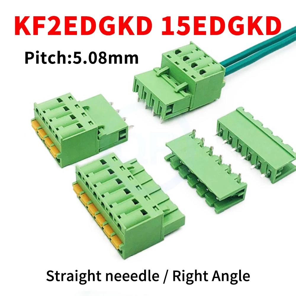 

(5 PCS) KF 2EDGKD + 2EDGV R 5.08mm Screwless Wiring Plug 15EDGKD 5.08 Push Spring Terminal Block PCB Solder Receptacle 2-24P