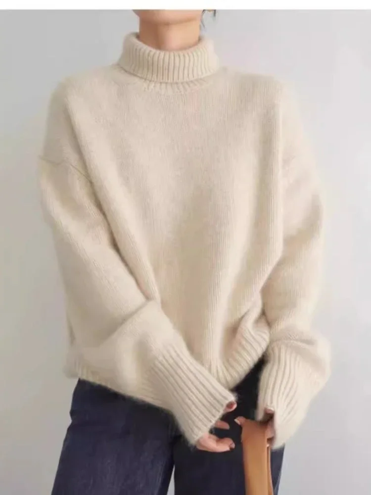 Autumn Winter Woman’s Clothing Thicken Pullover Sweaters Long Sleeve Top Jumper Base Layer Fashion Office Lady Vintage Casual