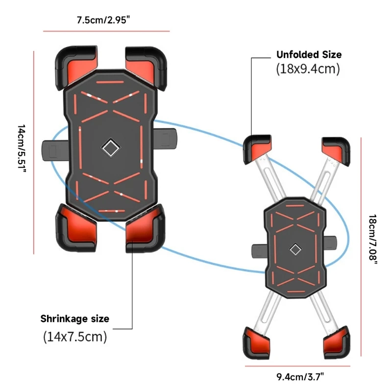 Anti-Vibrations-Telefonklemmen, Roller-Telefonclip, leichter Fahrrad-Telefonhalter, verstellbare, rutschfeste Fahrradhalterung