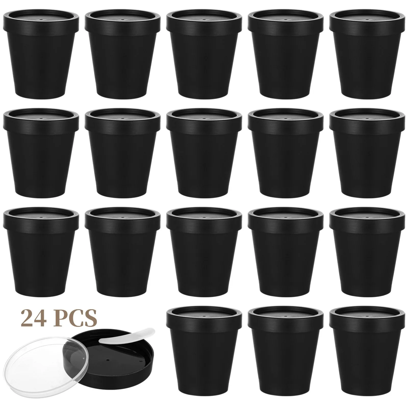 24Pcs Pot Jars For Homemade Lotion Containers 7 Oz Plastic Empty Containers With Sugar Scrub Containers Facial Mask Mixing Bowl