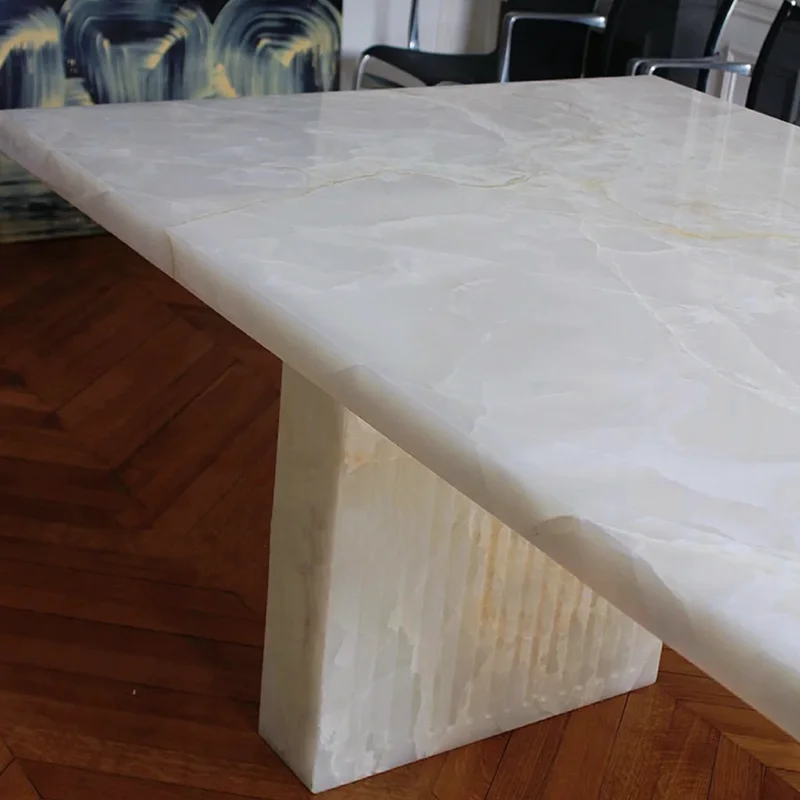 Natural white jade marble dining table Rectangle dining table