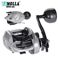 SAMOLLA-carrete de pesca Baitcasting grande, resistente al agua, para agua salada, pesca en el mar, 6,3: 1, 15KG, arrastre, pesca al gato, Trolling, Base de Metal