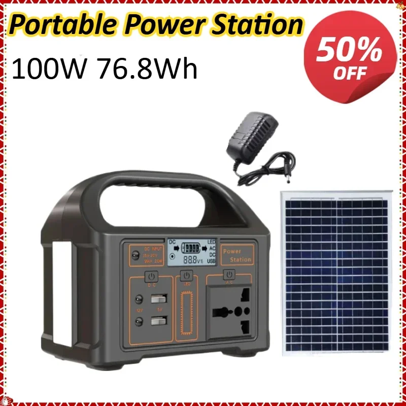 

100W 76.8Wh 110V/220V 24000mAh Portable Power Station Solar Generator Outdoor Emergency Mobile Power Bank for Camping Power LED