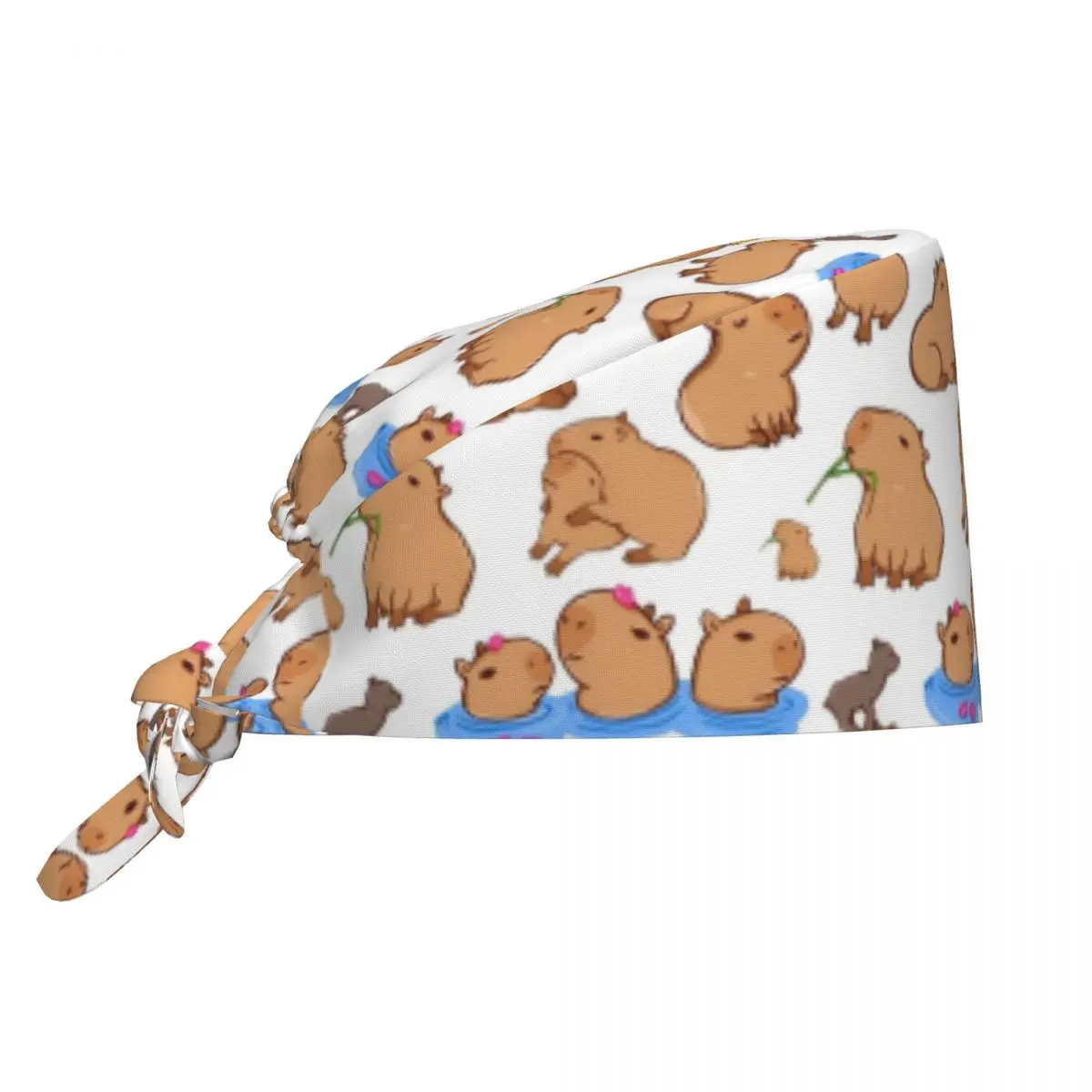 かわいいカピバラアニメスクラブキャップカジュアル漫画ナースケア外科キャップ男性女性ペットグルーミング看護作業帽子キャップ