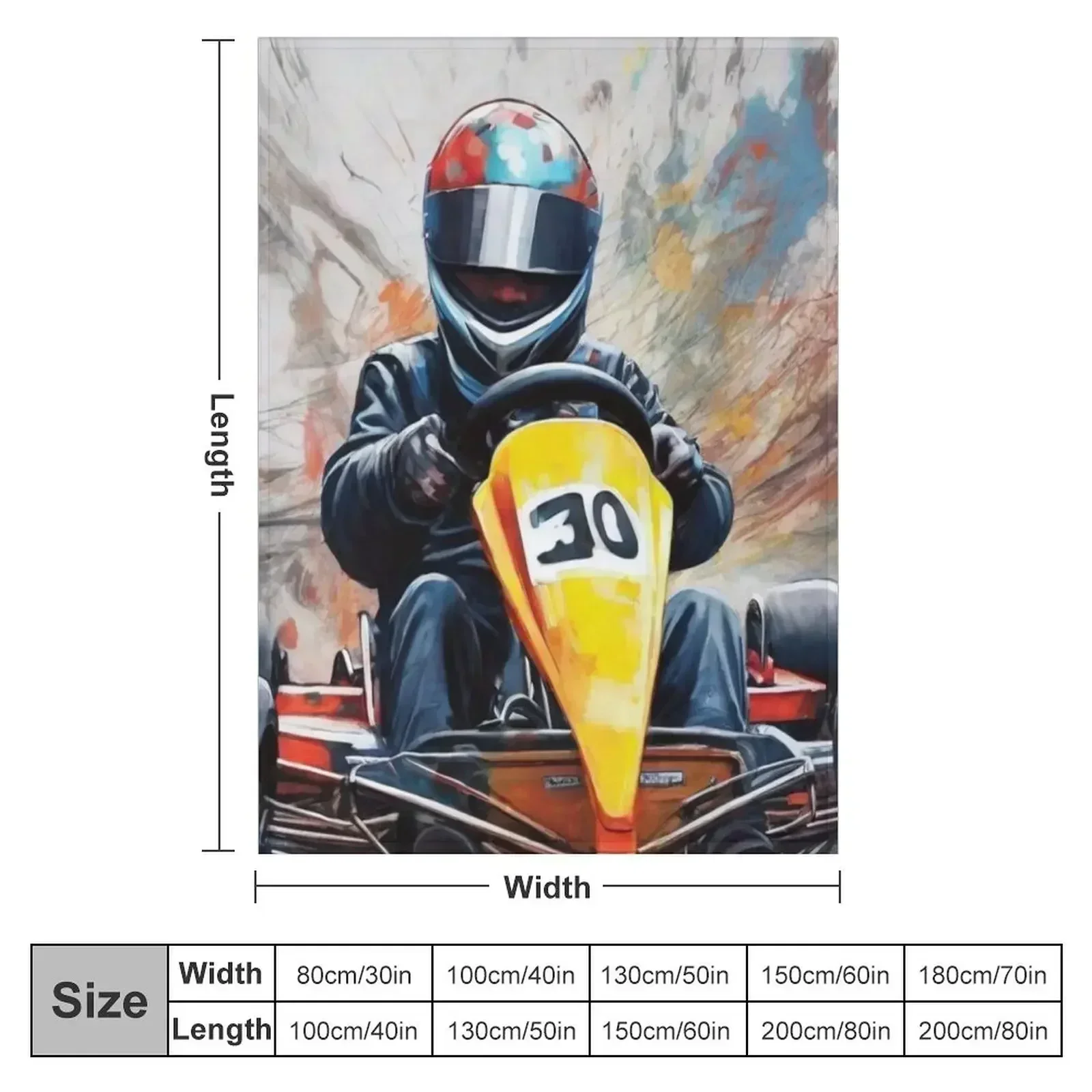 Go Kart in Action Throw Blanket couch cozy soft plush fuzzy picnic outdoor blanket